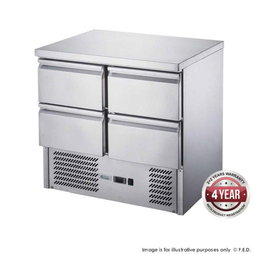 xgns900 4d compact workbench fridge left angled 1