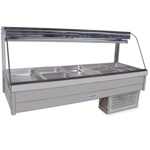 CFX25RD Curved Cross Fin Food bar with various pans