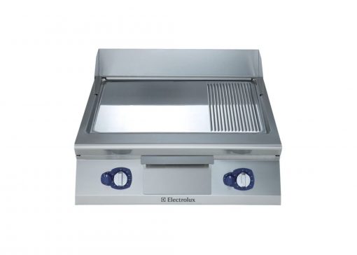 Electrolux 900 XP Series 800mm wide Sloped Chrome Plated Gas Frytop Griddle with 1 3 Ribbed Plate E9